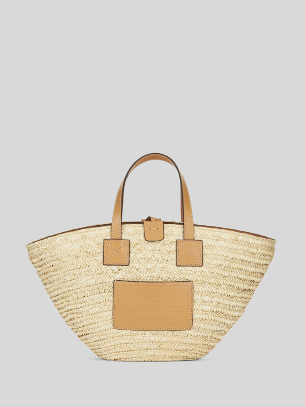 MINI STRAW HANDBAG WITH PAISLEY LINING