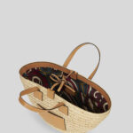 MINI STRAW HANDBAG WITH PAISLEY LINING