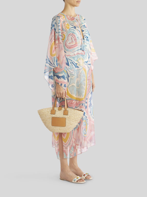 MINI STRAW HANDBAG WITH PAISLEY LINING
