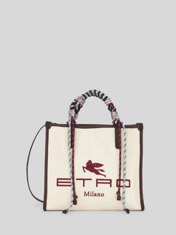 SMALL SHOPPING BAG WITH WOVEN HANDLES