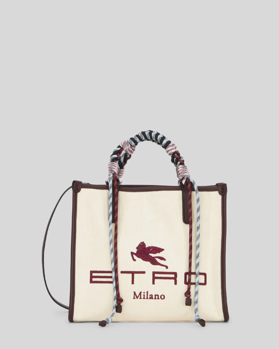 SMALL SHOPPING BAG WITH WOVEN HANDLES