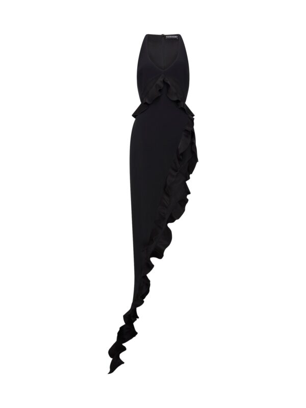 CUT-OUT AND RUFFLE OPEN LEG GOWN