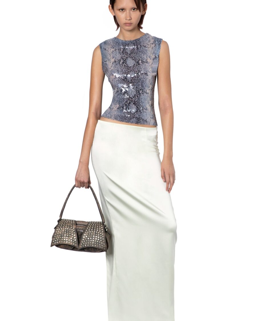 TANIA SLEEVELESS TOP IN SEQUIN PYTHON PRINT