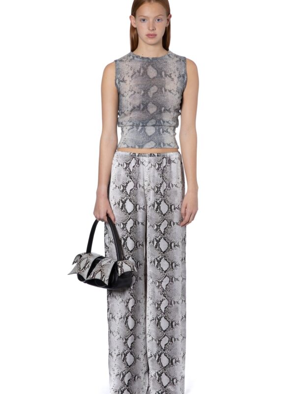 MANDRAKE TROUSER IN BLACK SATIN PYTHON PRINT