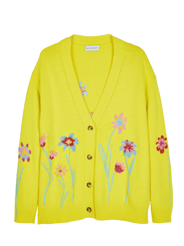 Flower Embroidered V-Neck Cardigan