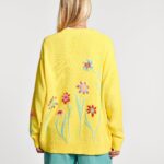 Flower Embroidered V-Neck Cardigan
