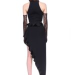CUT-OUT AND RUFFLE OPEN LEG GOWN
