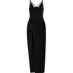 OPEN LEG CAMI GOWN IN BLACK