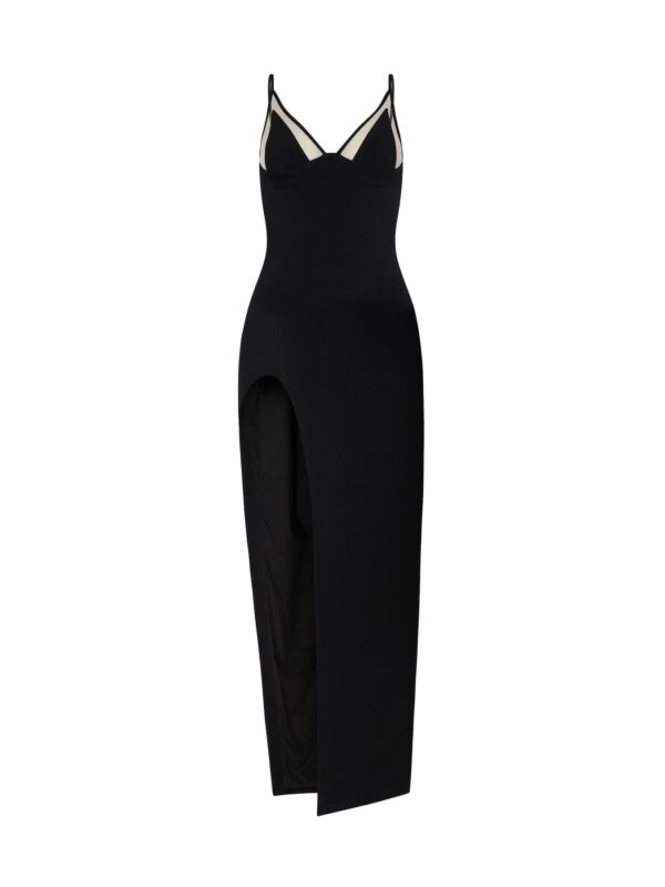 OPEN LEG CAMI GOWN IN BLACK