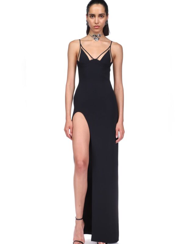 OPEN LEG CAMI GOWN IN BLACK