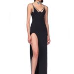 OPEN LEG CAMI GOWN IN BLACK