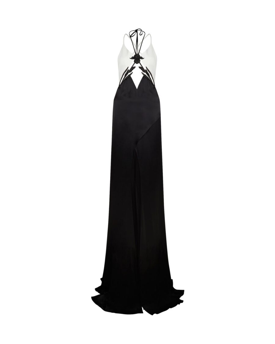 CRYSTAL IRIS EMBROIDERY AND TRAIN GOWN