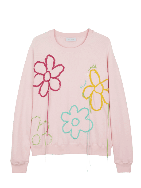Flower Embroidered Raglan Sweater