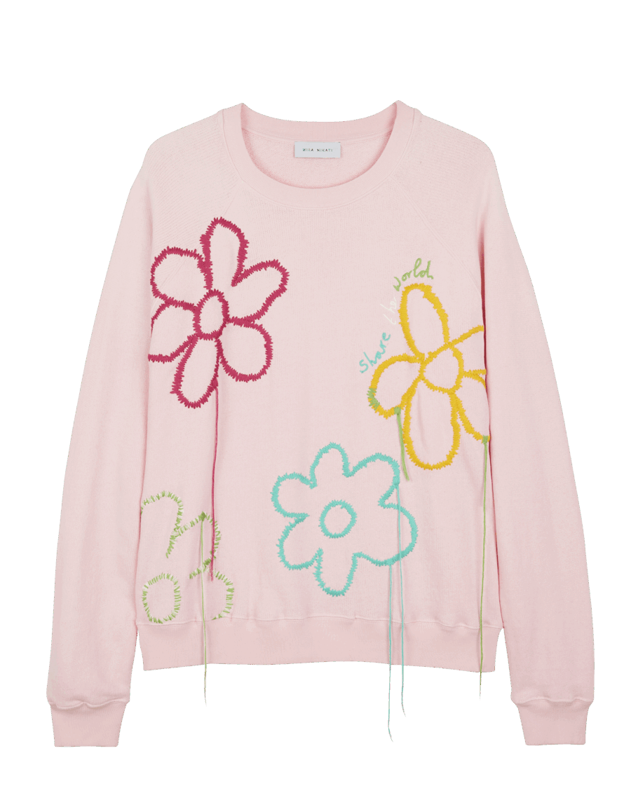 Flower Embroidered Raglan Sweater