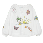 Printed V-Neck Smock Top