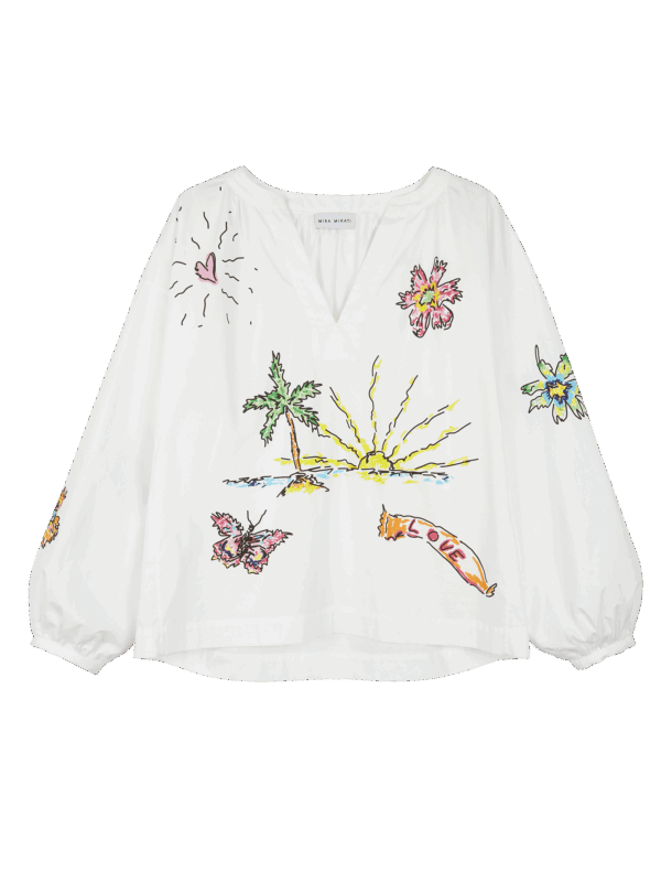 Printed V-Neck Smock Top