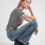 WIDE LEG BACK LOGO JEANS