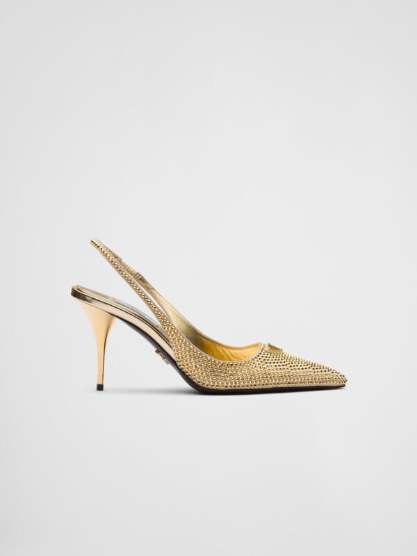 SATIN SLINGBACKS WITH CRYSTALS