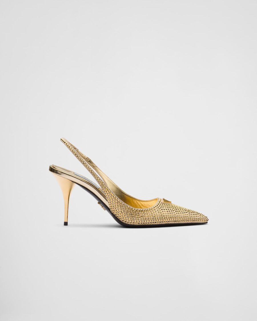 SATIN SLINGBACKS WITH CRYSTALS