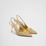 SATIN SLINGBACKS WITH CRYSTALS