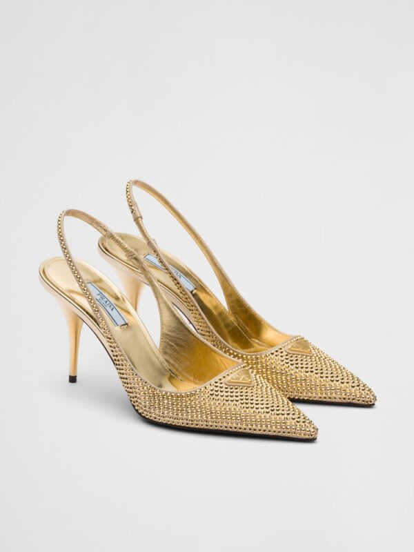 SATIN SLINGBACKS WITH CRYSTALS