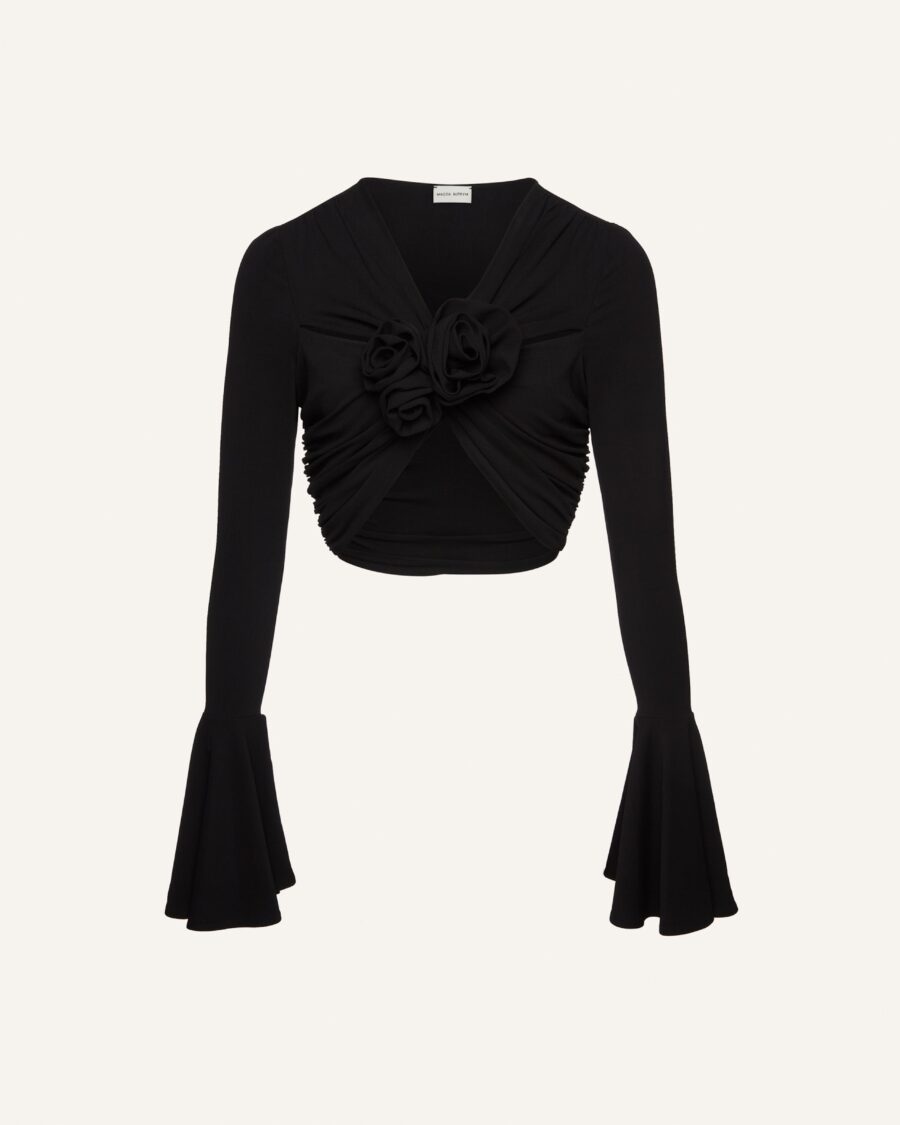 BELL SLEEVE JERSEY CROP TOP