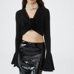 BELL SLEEVE JERSEY CROP TOP
