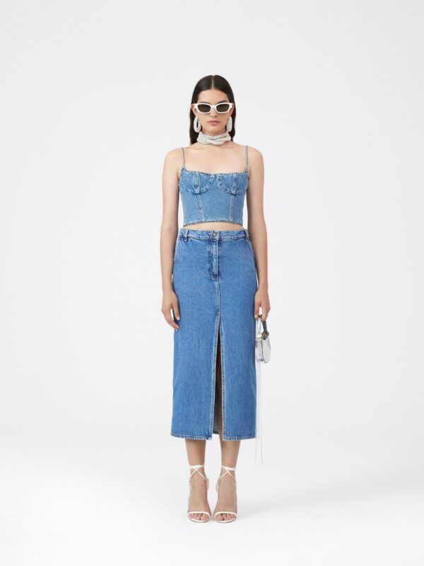 DENIM BUSTIER TOP