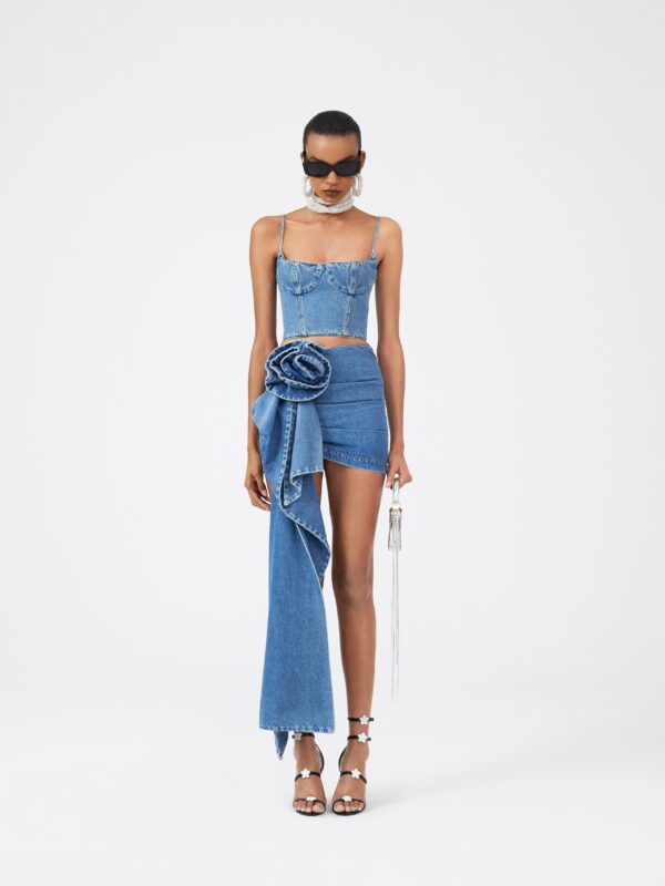 ROSE SASH DENIM MINI SKIRT