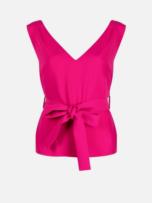 TIED WAIST SLEEVELESS BLOUSE
