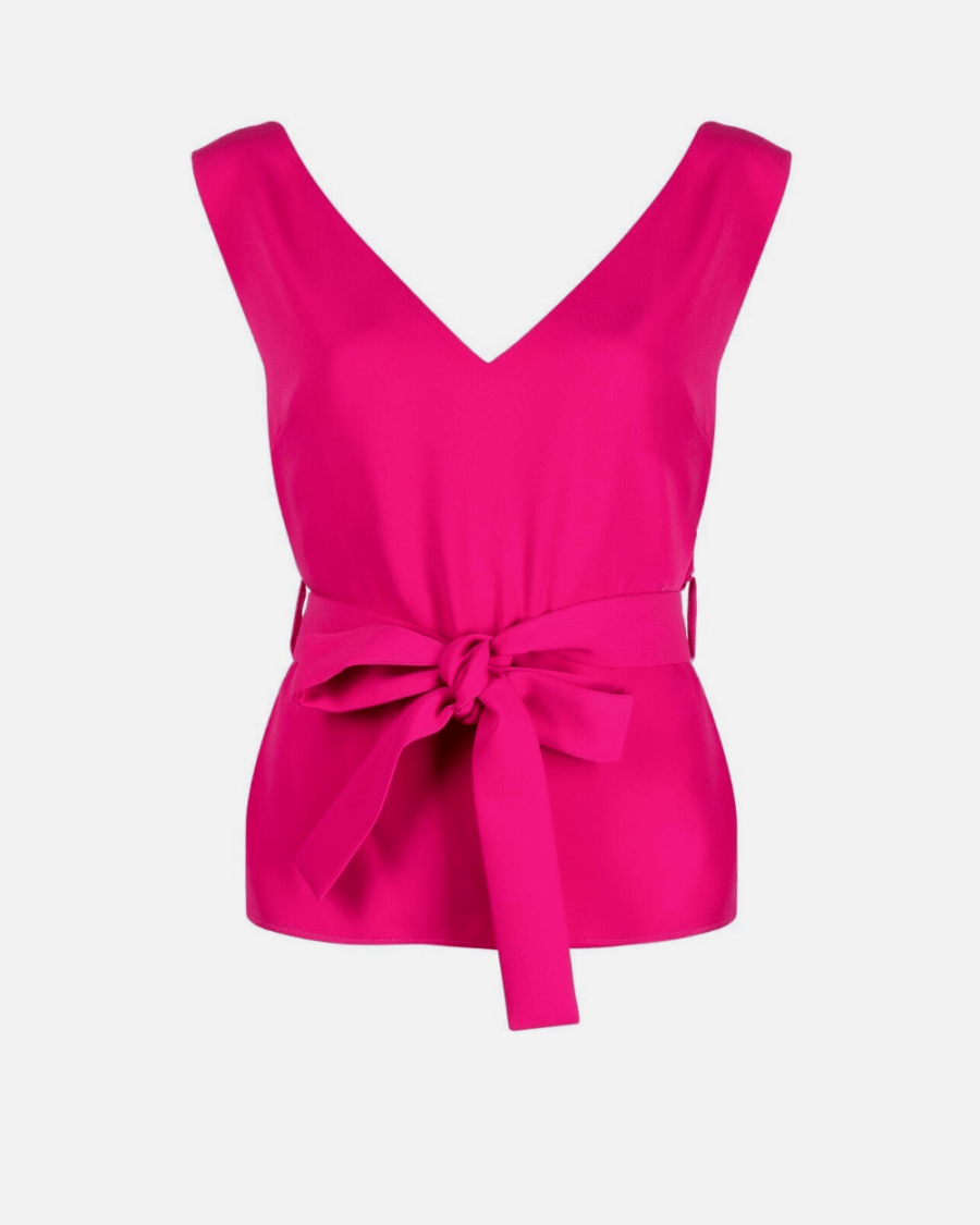 TIED WAIST SLEEVELESS BLOUSE