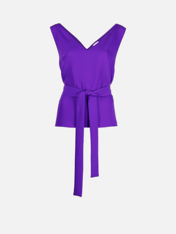 TIED WAIST SLEEVELESS BLOUSE