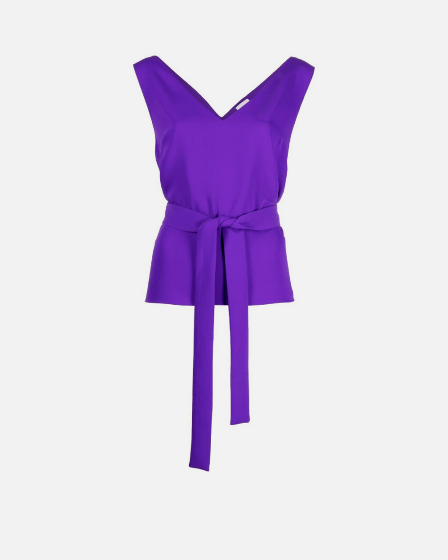 TIED WAIST SLEEVELESS BLOUSE