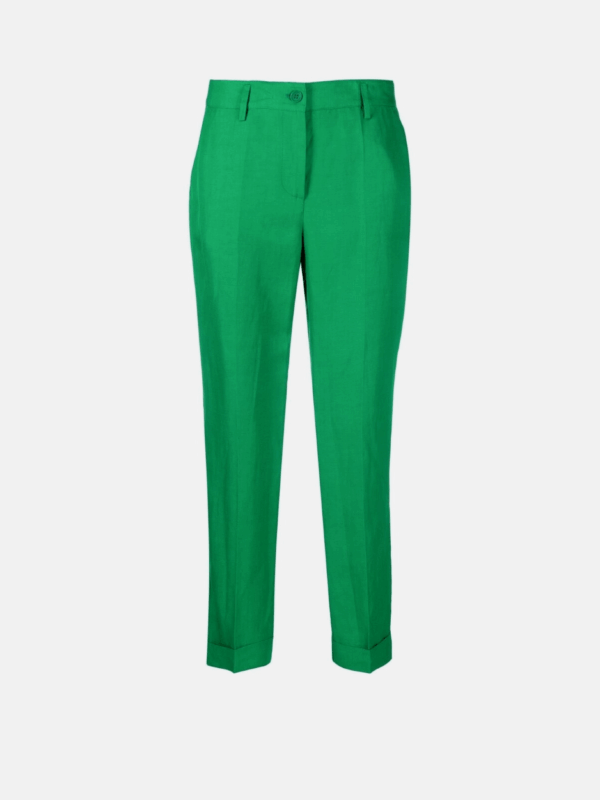 CROPPED LINEN STRAIGHT LEG PANTS