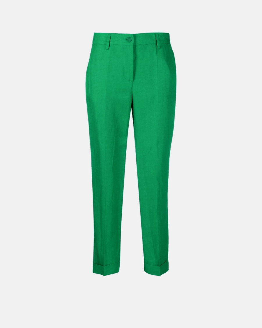 CROPPED LINEN STRAIGHT LEG PANTS
