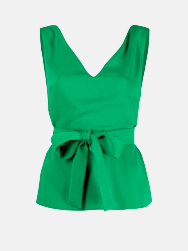 TIED WAIST SLEEVELESS BLOUSE