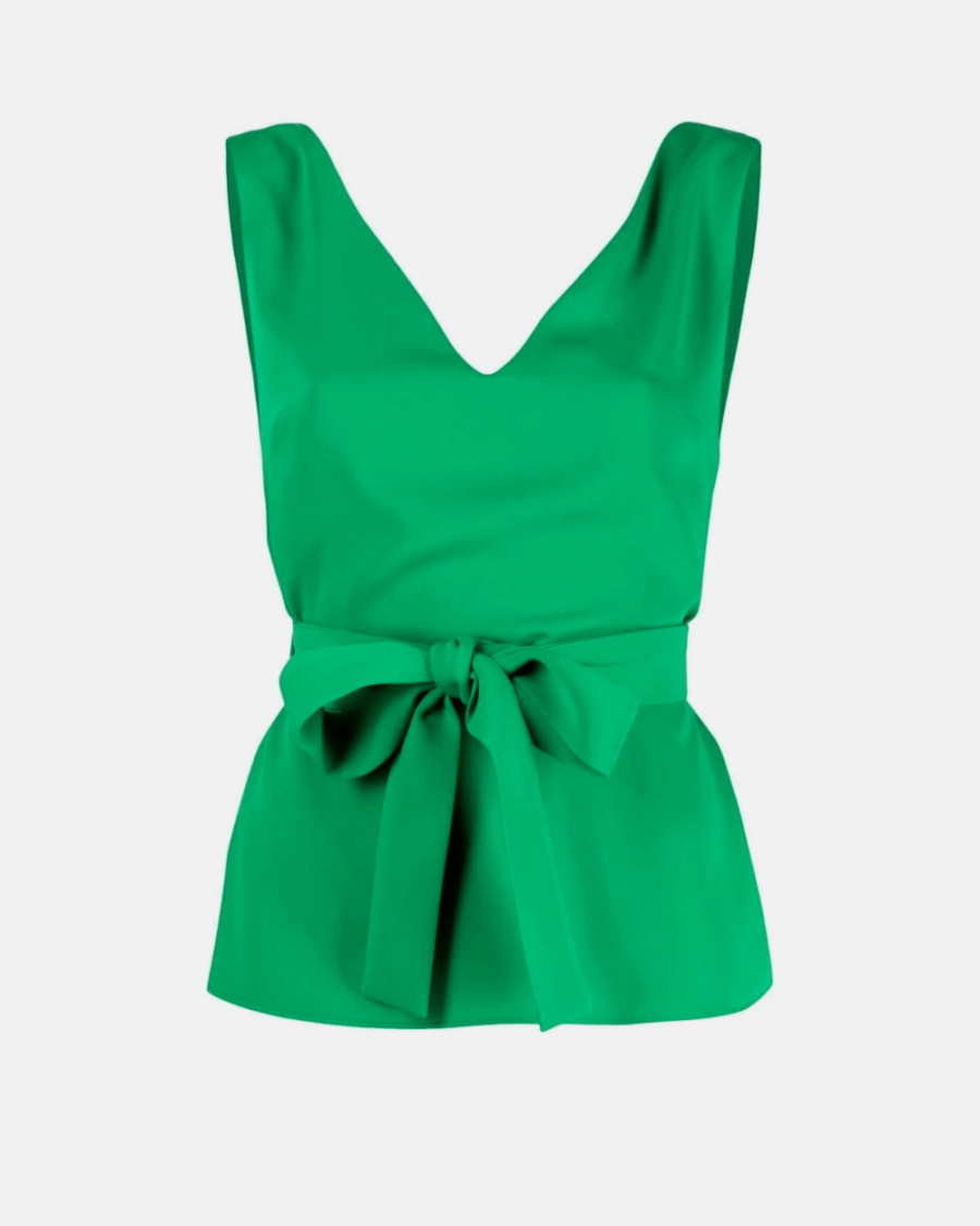 TIED WAIST SLEEVELESS BLOUSE