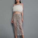 AFIYA BLANC FEATHER TOP