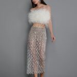 AFIYA BLANC FEATHER TOP