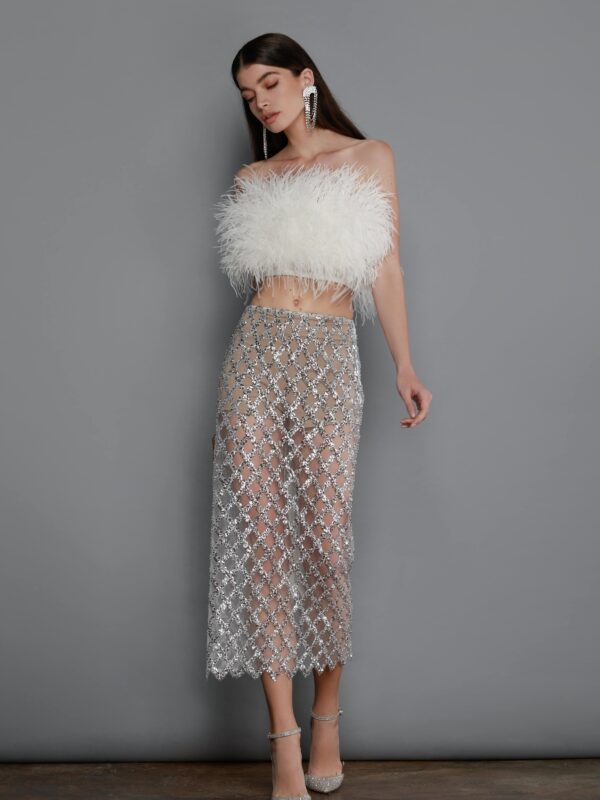 COCO SILVER MIDI SKIRT