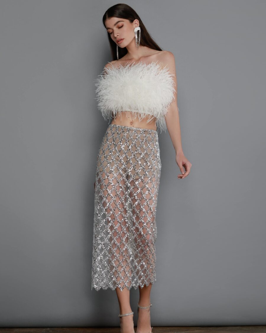 COCO SILVER MIDI SKIRT