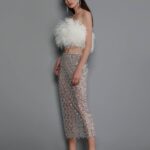 AFIYA BLANC FEATHER TOP