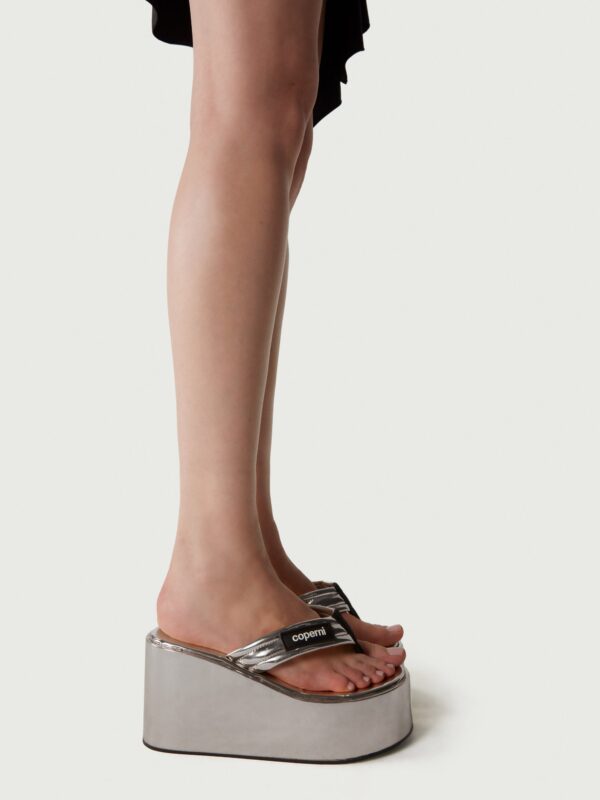 METALLIC BRANDED WEDGE SANDAL