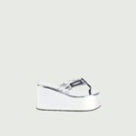 METALLIC BRANDED WEDGE SANDAL