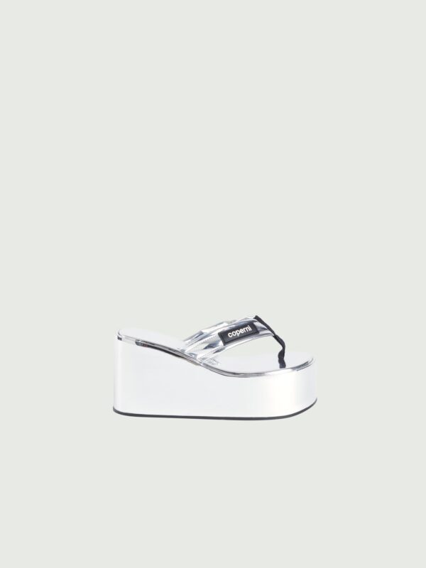 METALLIC BRANDED WEDGE SANDAL