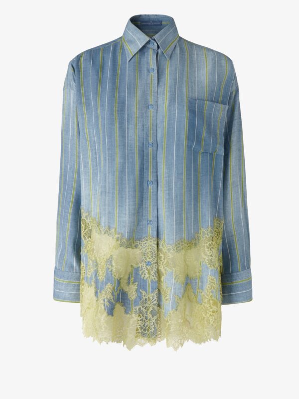 LACED STRIPED DENIM SHIRT