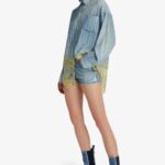 LACED STRIPED DENIM SHIRT