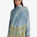 LACED STRIPED DENIM SHIRT