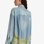 LACED STRIPED DENIM SHIRT