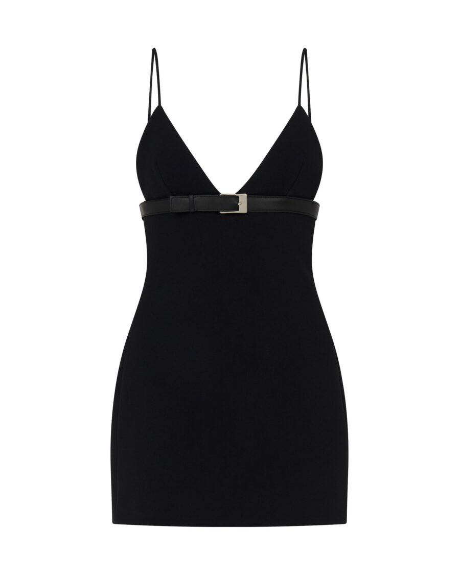 LEATHER STRAP CAMISOLE MINI DRESS